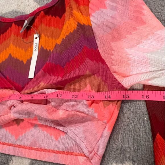 ASOS NWT knitted pink jersey chevron twist front beach crop top co-ord - Picture 8 of 8